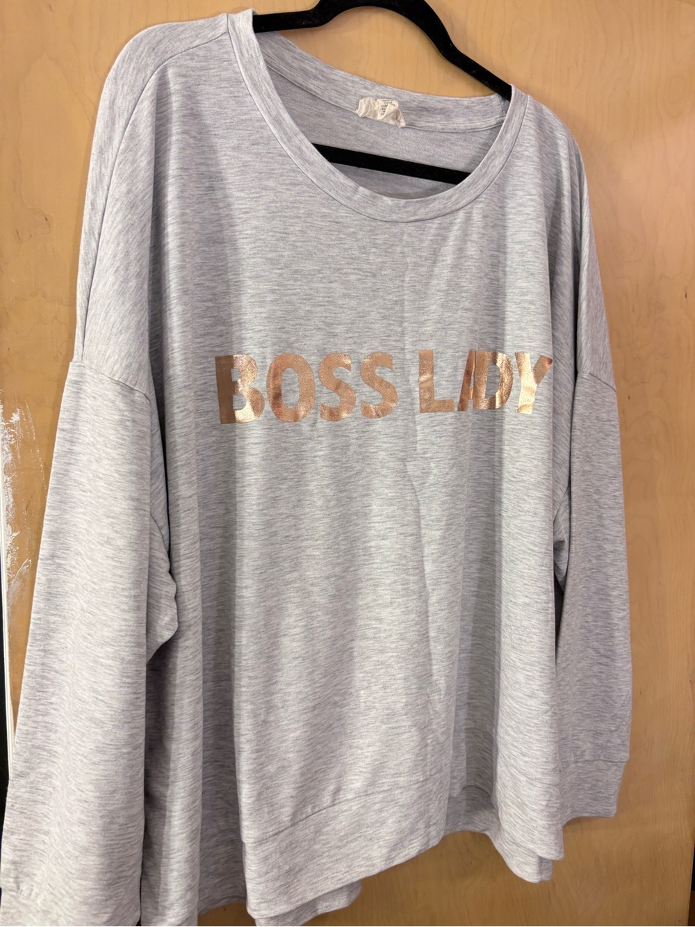 Boss Lady Metallic-Print Gray Sweatshirt